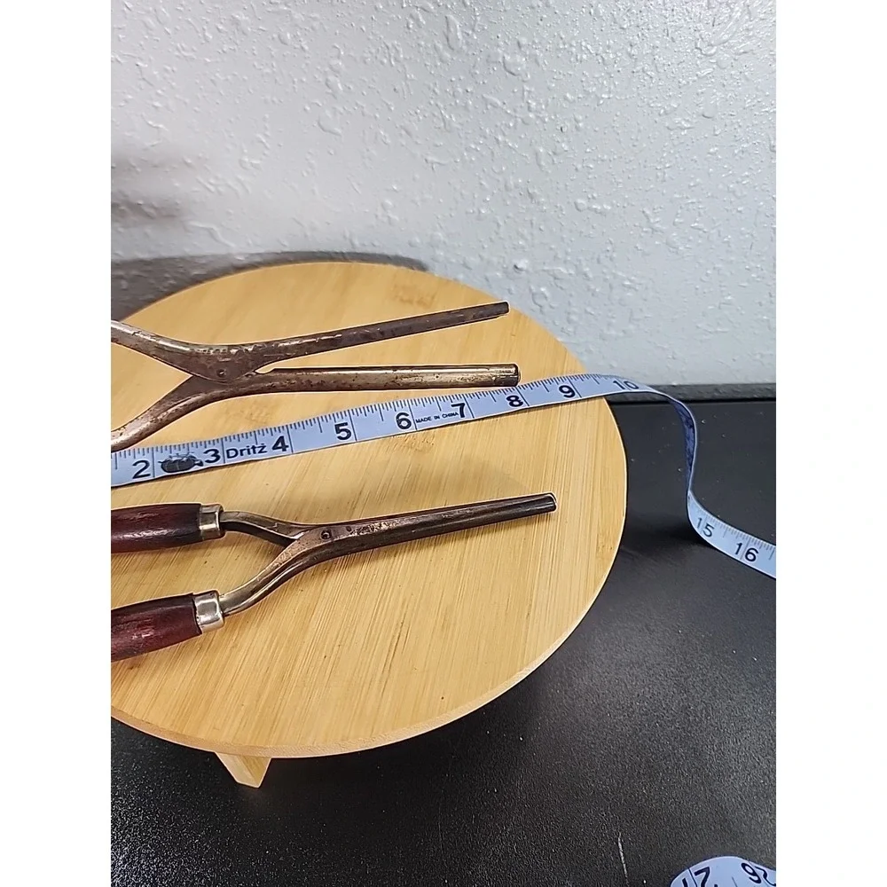 Vintage 2 Curling Iron‎ Metal With Red Handles